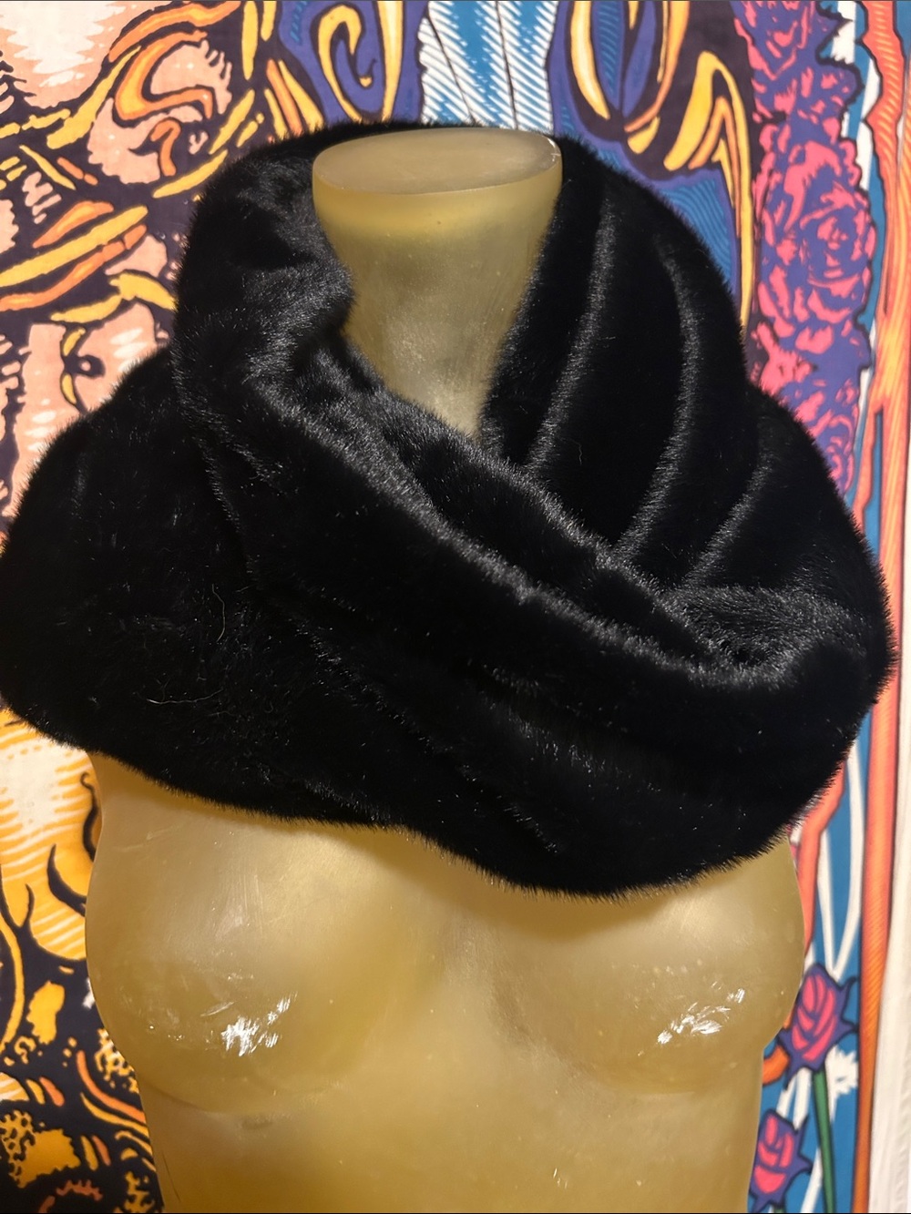 Classic Black Faux Fur Infinity Scarf - Women Accessories